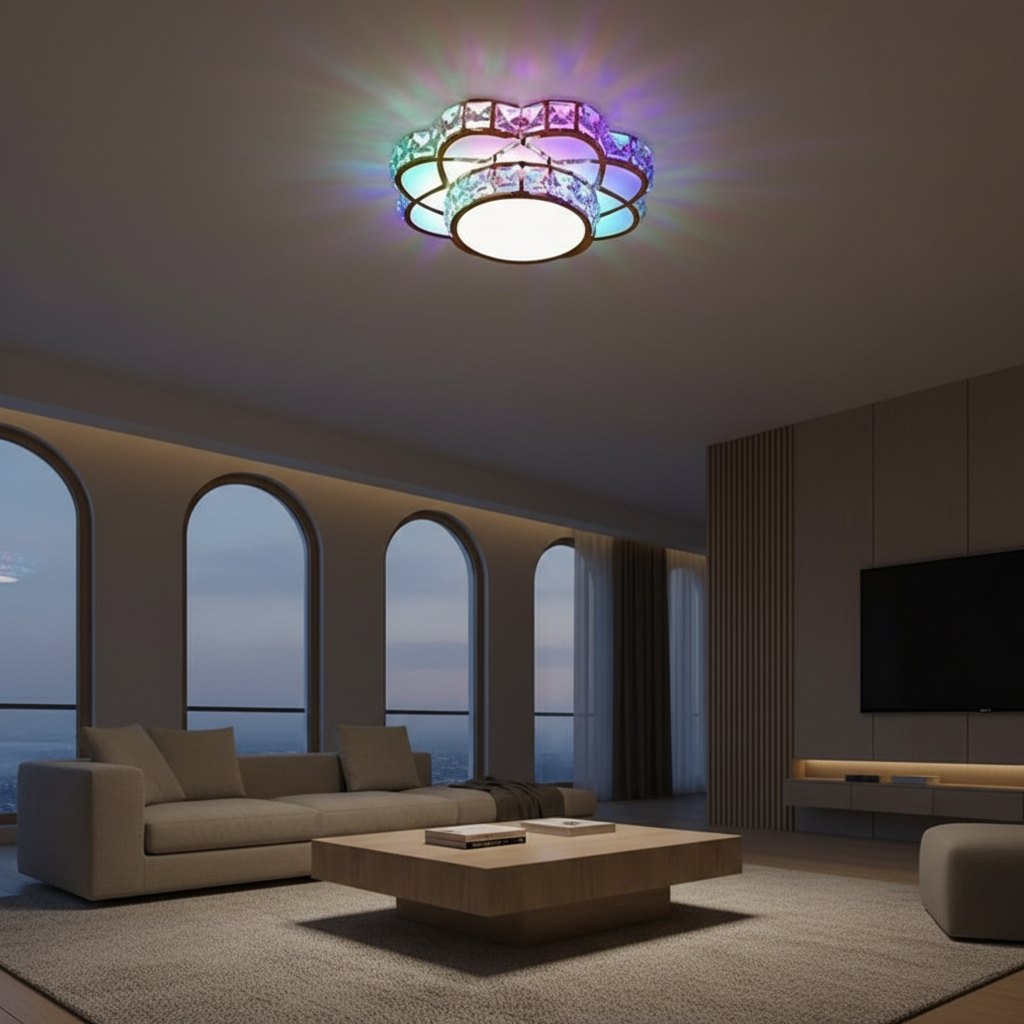 Luminara | Stylish Minimalist Crystal Flush Mount Ceiling Light Fixture