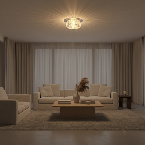 Luminara | Elegant Geometric Crystal Flush Mount Ceiling Light