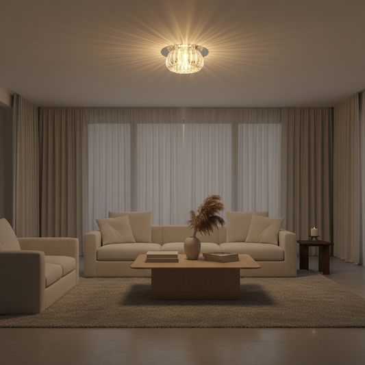 Luminara | Elegant Geometric Crystal Flush Mount Ceiling Light