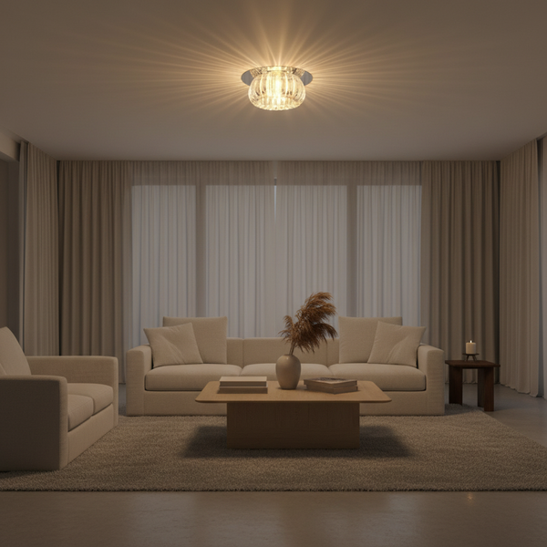 Luminara | Elegant Geometric Crystal Flush Mount Ceiling Light