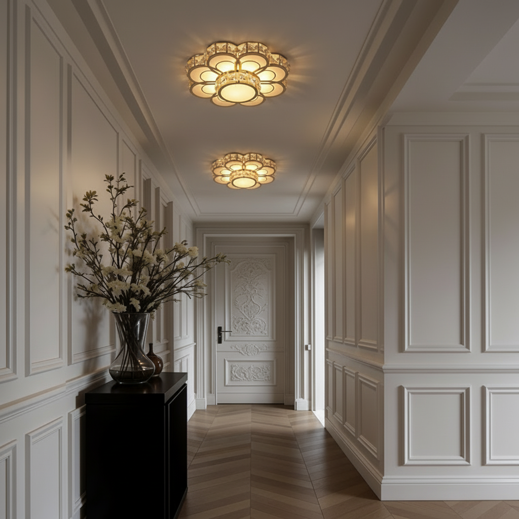 Luminara | Stylish Minimalist Crystal Flush Mount Ceiling Light Fixture