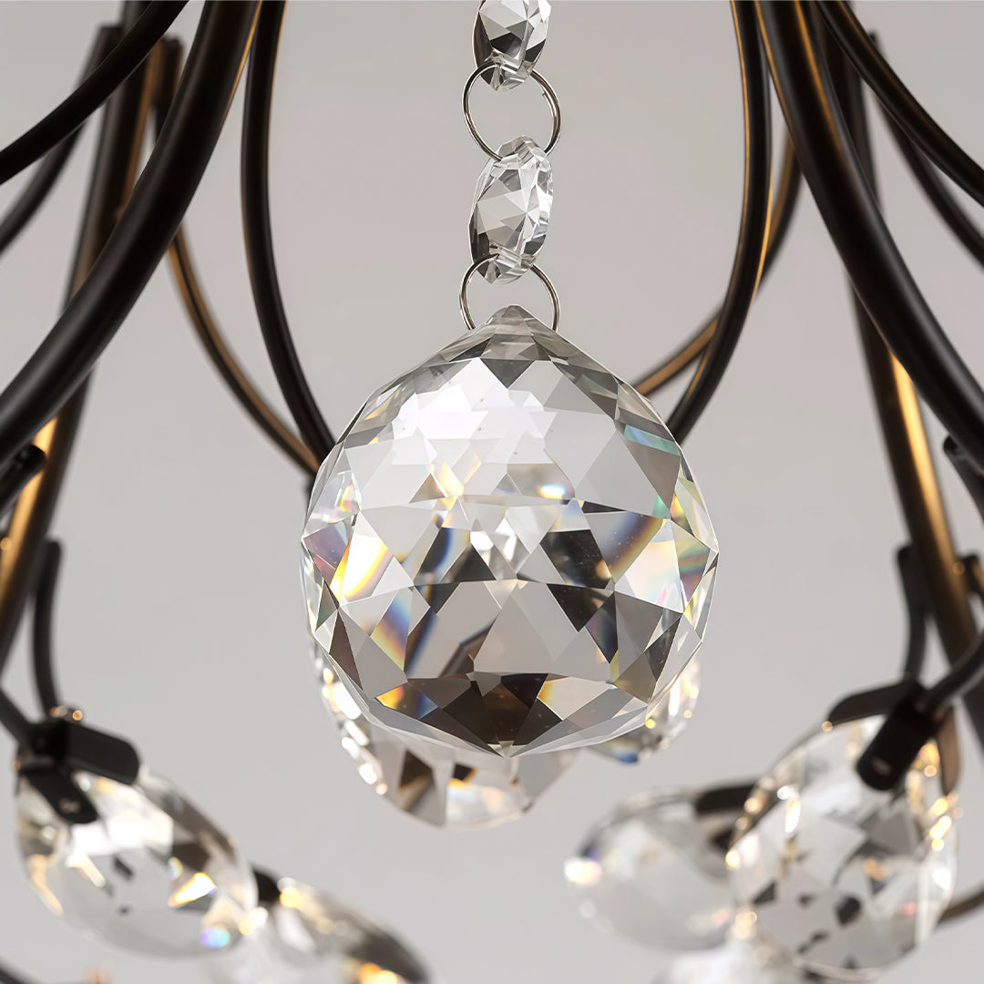 Luminara | Elegant Black Crystal Branch Semi-Flush Mount Chandelier