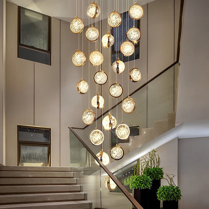 Luminara | Elegant Modern Crystal Staircase Chandelier with Adjustable Height