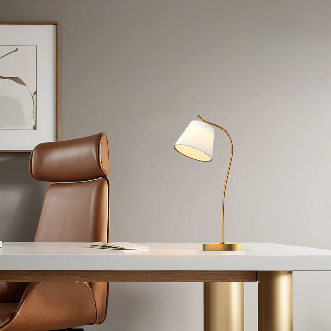Luminara | Elegant Modern Gooseneck Desk Lamp with Fabric Shade 0