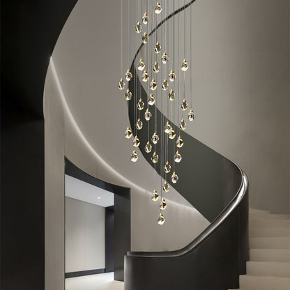 Luminara | Elegant Modern Spiral Crystal Chandelier for Staircase Lighting