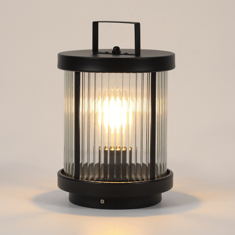 Luminara | Elegant Striped Glass Outdoor Solar Lantern with Candlelight Effect 5