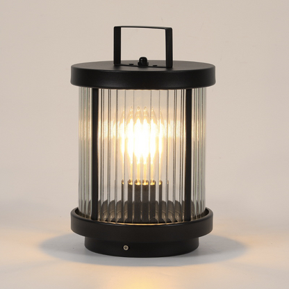 Luminara | Elegant Striped Glass Outdoor Solar Lantern with Candlelight Effect 5