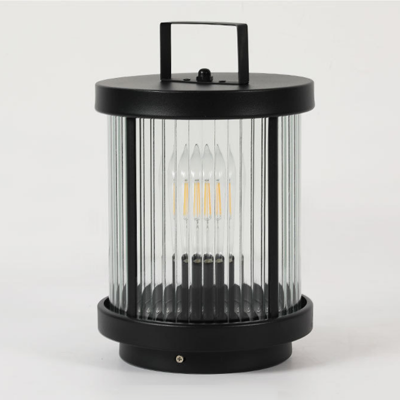 Luminara | Elegant Striped Glass Outdoor Solar Lantern with Candlelight Effect 6