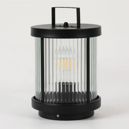 Luminara | Elegant Striped Glass Outdoor Solar Lantern with Candlelight Effect 6