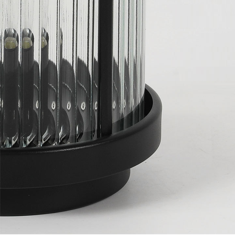 Luminara | Elegant Striped Glass Outdoor Solar Lantern with Candlelight Effect 7