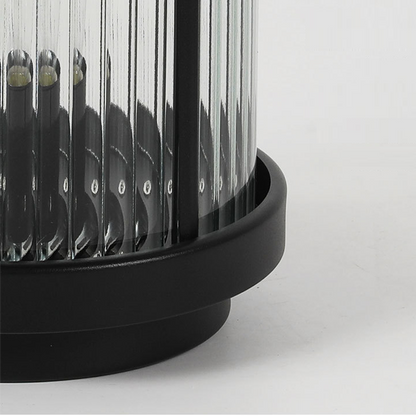 Luminara | Elegant Striped Glass Outdoor Solar Lantern with Candlelight Effect 7
