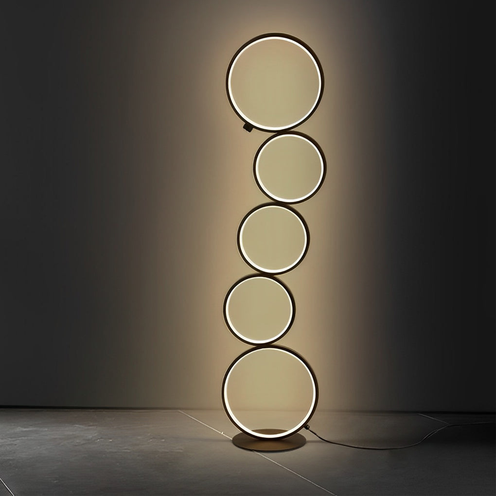 Luminara | Modern Elegant Black Floor Lamp with Five-Ring Design 8