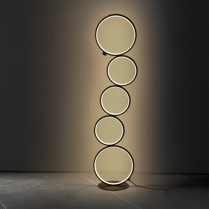 Luminara | Modern Elegant Black Floor Lamp with Five-Ring Design 8