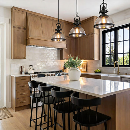 Luminara | Stylish Black Industrial Glass Pendant Light Fixture
