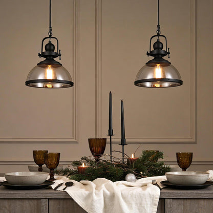 Luminara | Stylish Black Industrial Glass Pendant Light Fixture