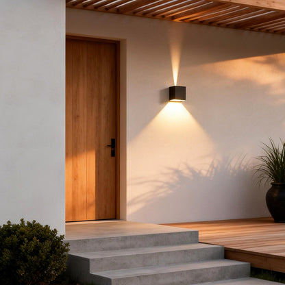 Luminara | Stylish Black Outdoor Wall Lantern With Up and Down Lights