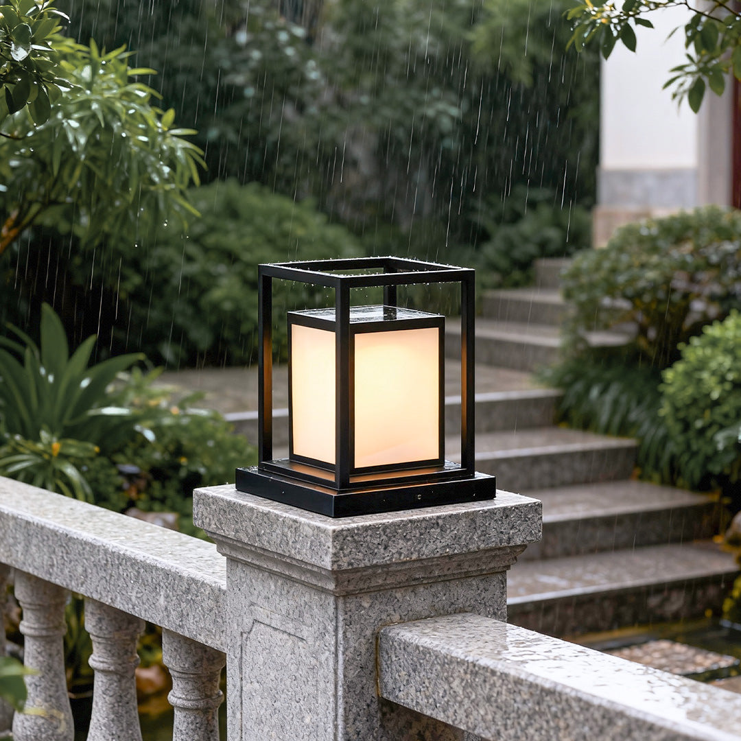 Luminara | Stylish Black Outdoor Wall Lantern with Solar Power Option 0