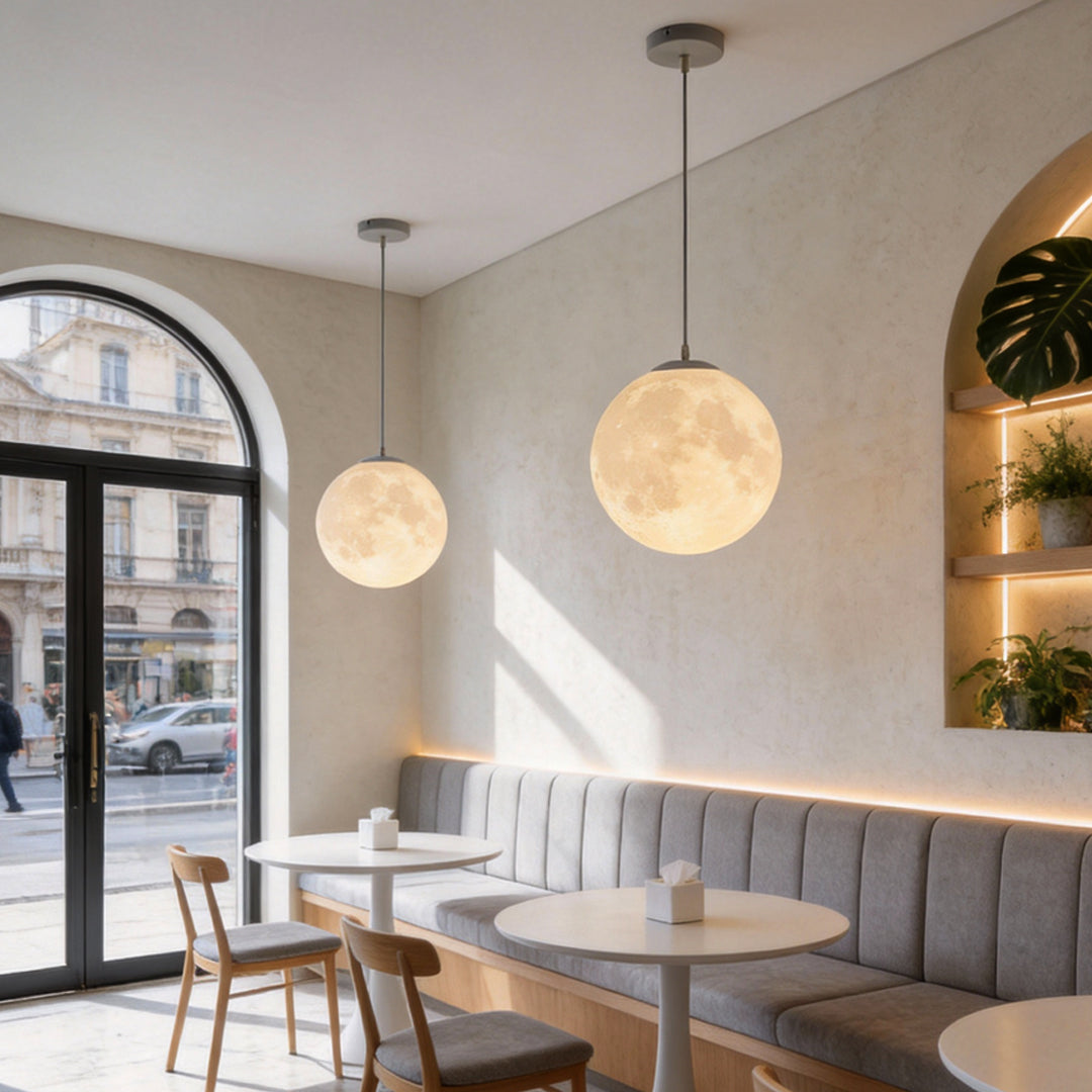 Lunara | Elegant Minimalist Moon Globe Pendant Light Fixture