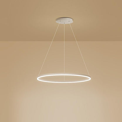 Lunara | Modern Elegant Black Aluminum LED Ring Chandelier