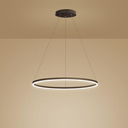 Lunara | Modern Elegant Black Aluminum LED Ring Chandelier