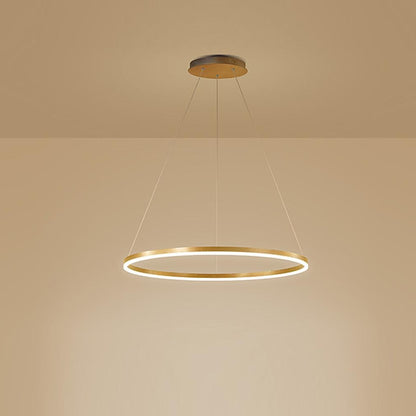Lunara | Modern Elegant Black Aluminum LED Ring Chandelier