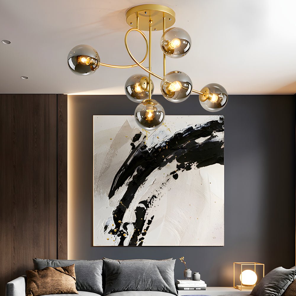 Lunaria | Elegant Modern Gold Semi-Flush Mount Chandelier Light Fixture
