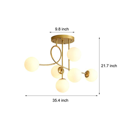 Lunaria | Elegant Modern Gold Semi-Flush Mount Chandelier Light Fixture