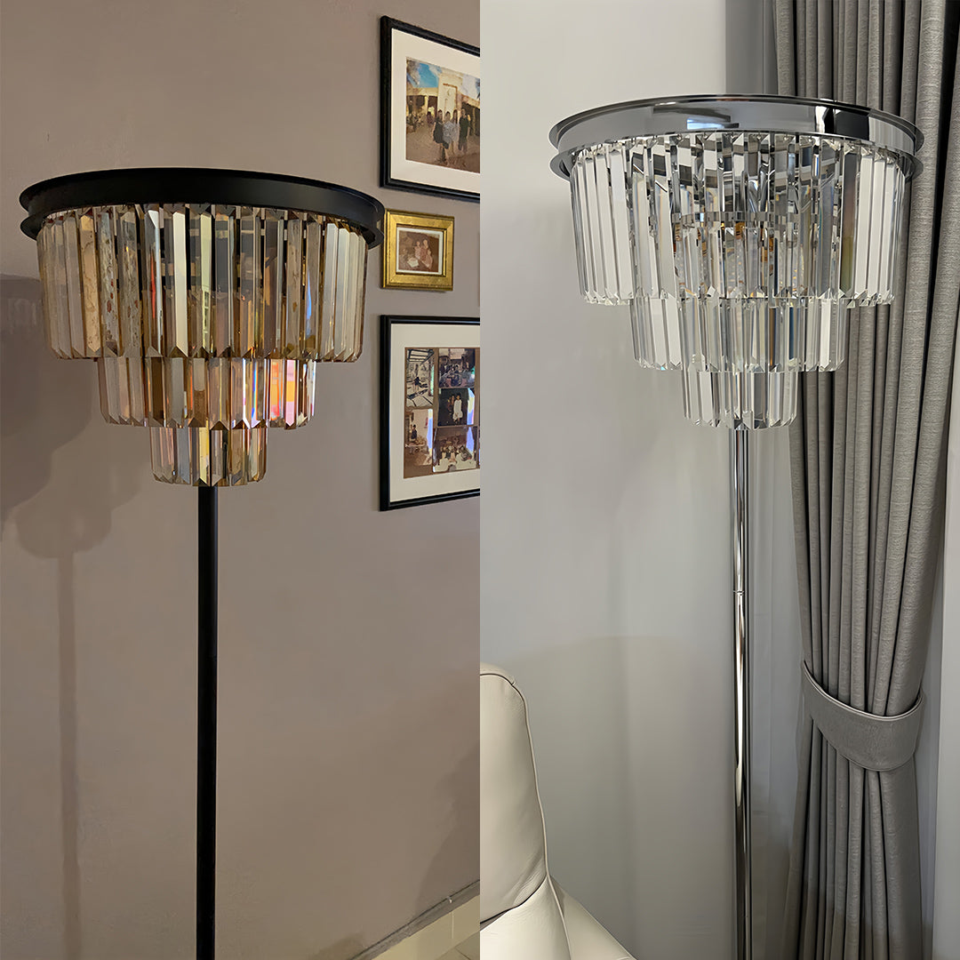LuxeCrystal | Elegant Handcrafted Black Floor Lamp with Crystal Shade 5