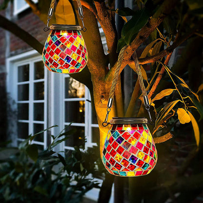 MosaicGlow | Vibrant Handcrafted Solar Glass Outdoor Lantern 1