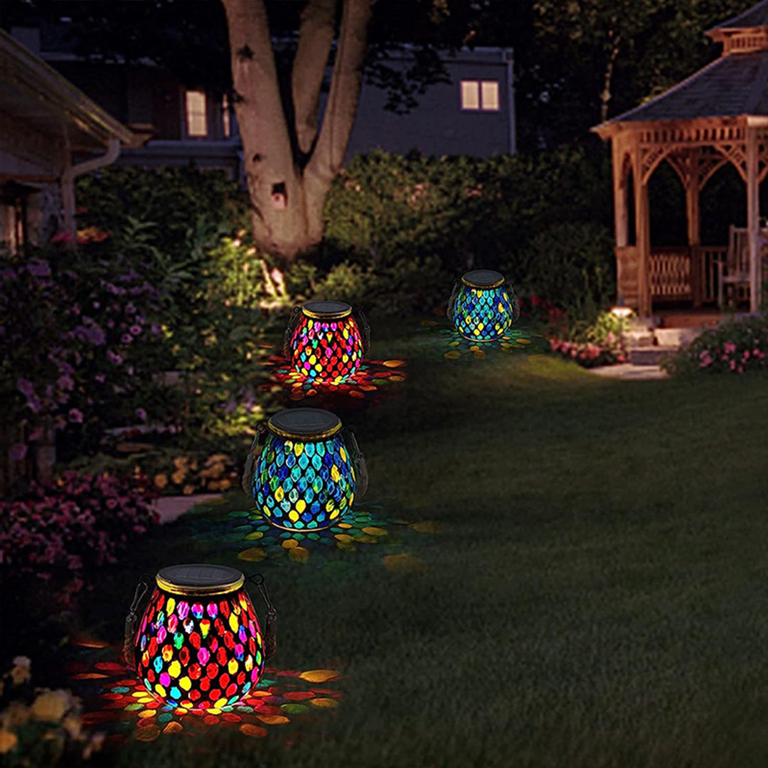 MosaicGlow | Vibrant Handcrafted Solar Glass Outdoor Lantern 3