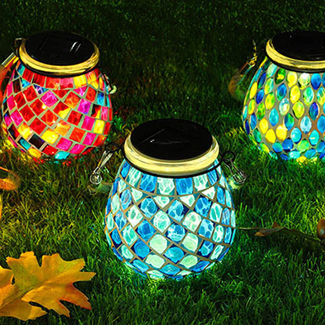 MosaicGlow | Vibrant Handcrafted Solar Glass Outdoor Lantern 4