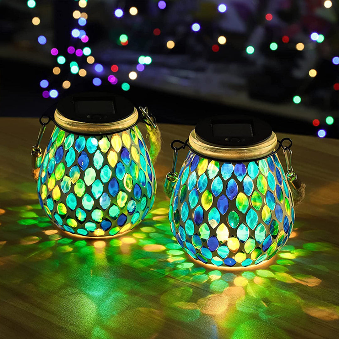MosaicGlow | Vibrant Handcrafted Solar Glass Outdoor Lantern 5