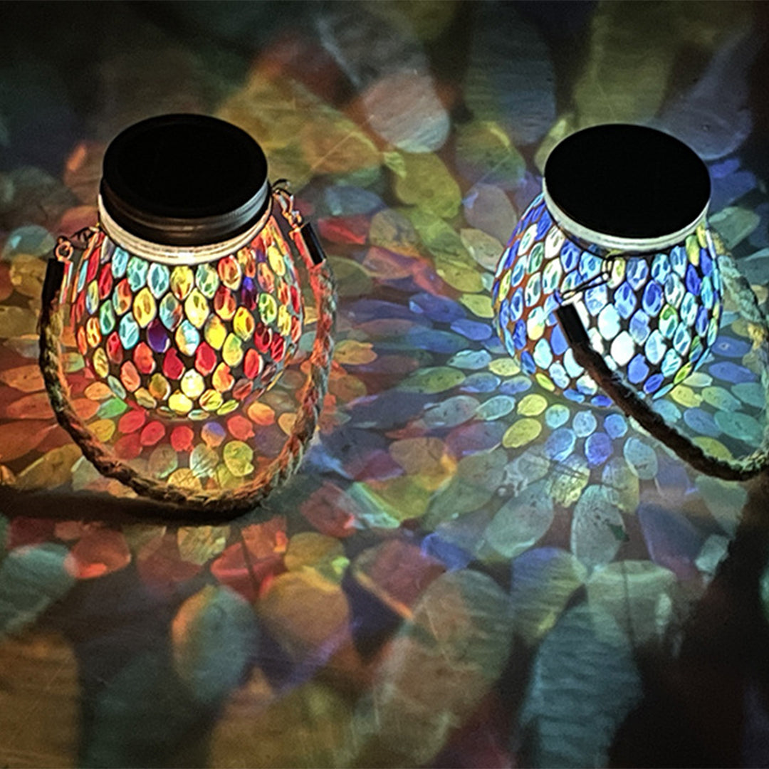 MosaicGlow | Vibrant Handcrafted Solar Glass Outdoor Lantern 6