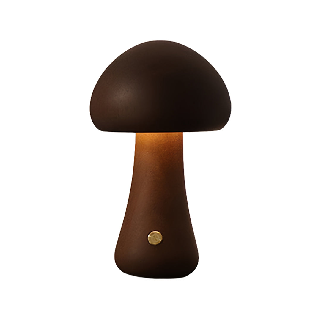 MushroomGlow | Charming Natural Wood Battery Operated Table Lamp 7