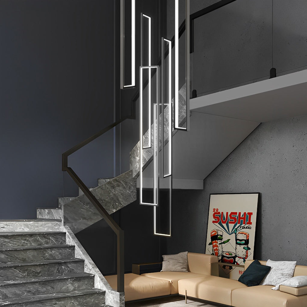 NordicElegance | Modern Black Adjustable LED Duplex Chandelier