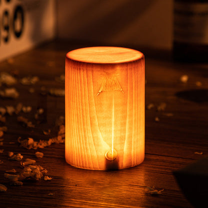 PineGlow | Stylish Modern Cordless Wood Grain Table Lamp 0