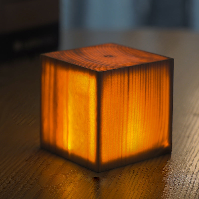 PineGlow | Stylish Modern Cordless Wood Grain Table Lamp 5