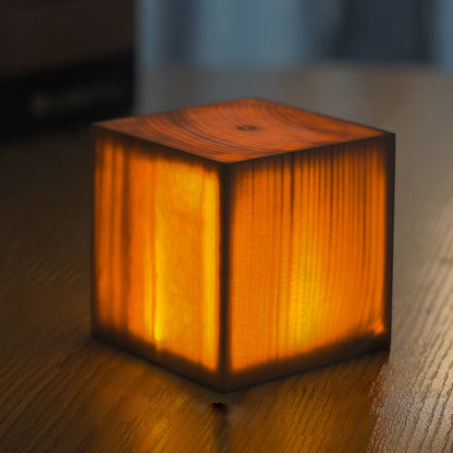 PineGlow | Stylish Modern Cordless Wood Grain Table Lamp 5