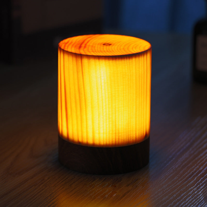 PineGlow | Stylish Modern Cordless Wood Grain Table Lamp 6