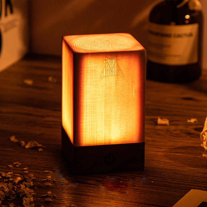 PineGlow | Stylish Modern Cordless Wood Grain Table Lamp 9