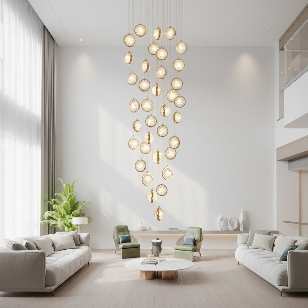 Luminara | Elegant Modern Crystal Staircase Chandelier with Adjustable Height