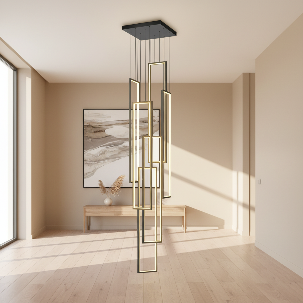 NordicElegance | Modern Black Adjustable LED Duplex Chandelier