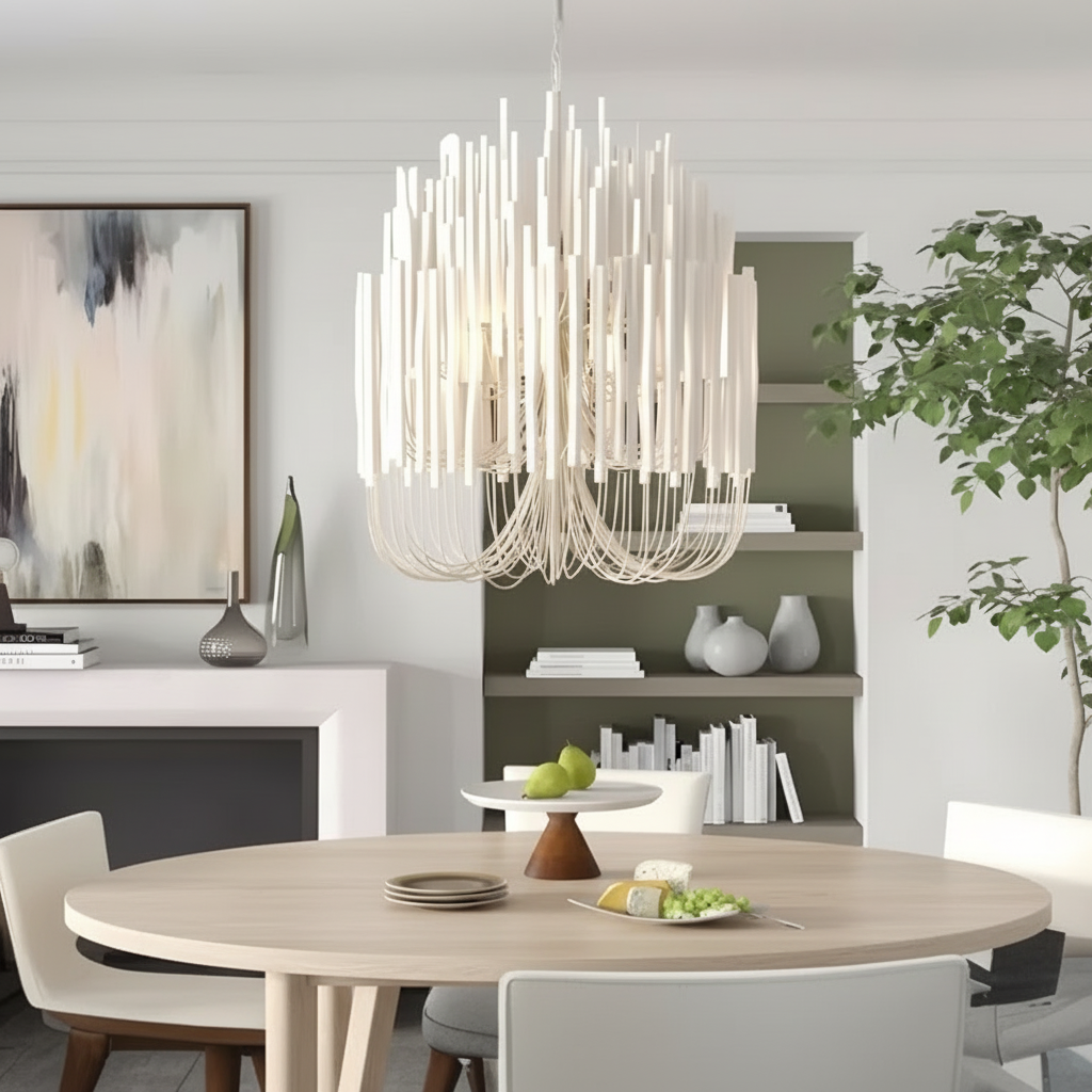 TimberGlow | Elegant Rustic Wooden Modern Chandelier Light with Adjustable Chain