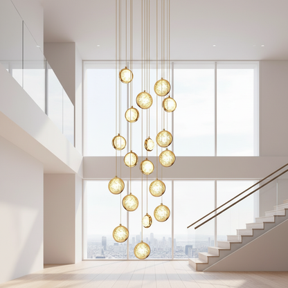 Luminara | Elegant Modern Crystal Staircase Chandelier with Adjustable Height