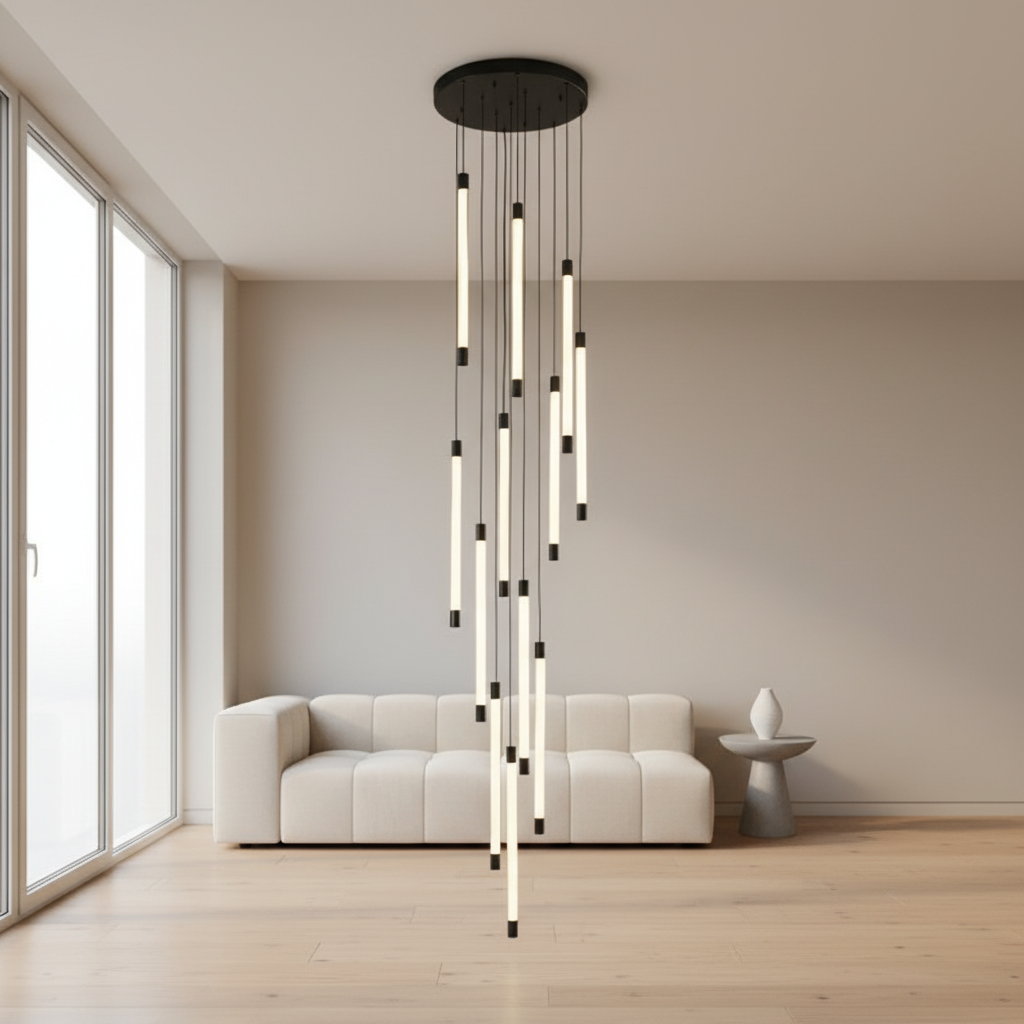 AureaGlow | Modern Elegant Black Spiral Chandelier Light Fixture