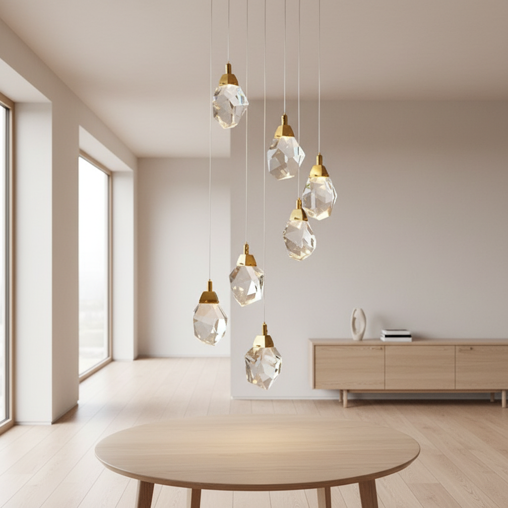 Luminara | Elegant Modern Spiral Crystal Chandelier for Staircase Lighting