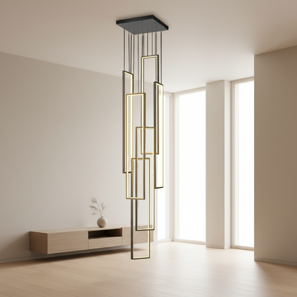 NordicElegance | Modern Black Adjustable LED Duplex Chandelier