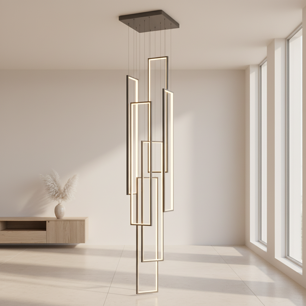 NordicElegance | Modern Black Adjustable LED Duplex Chandelier