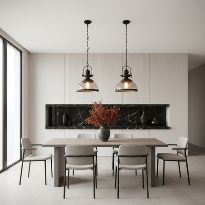 Luminara | Stylish Black Industrial Glass Pendant Light Fixture
