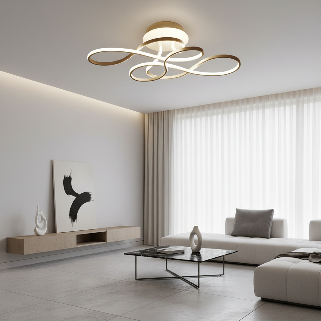Curvella | Elegant Modern Geometric LED Flush Mount Ceiling Light